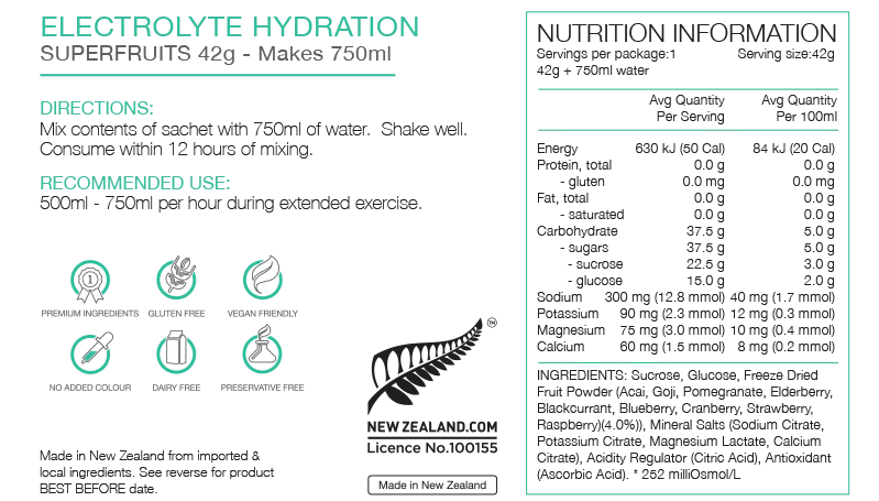 Pure Sports Nutrition Electrolyte Hydration 42g Sachet