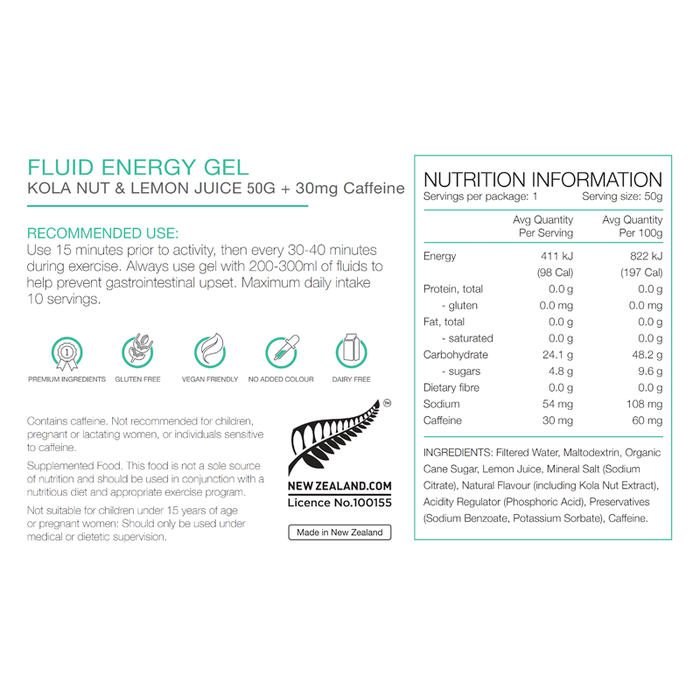 Pure Sports Nutrition Fluid Energy Gel 50g