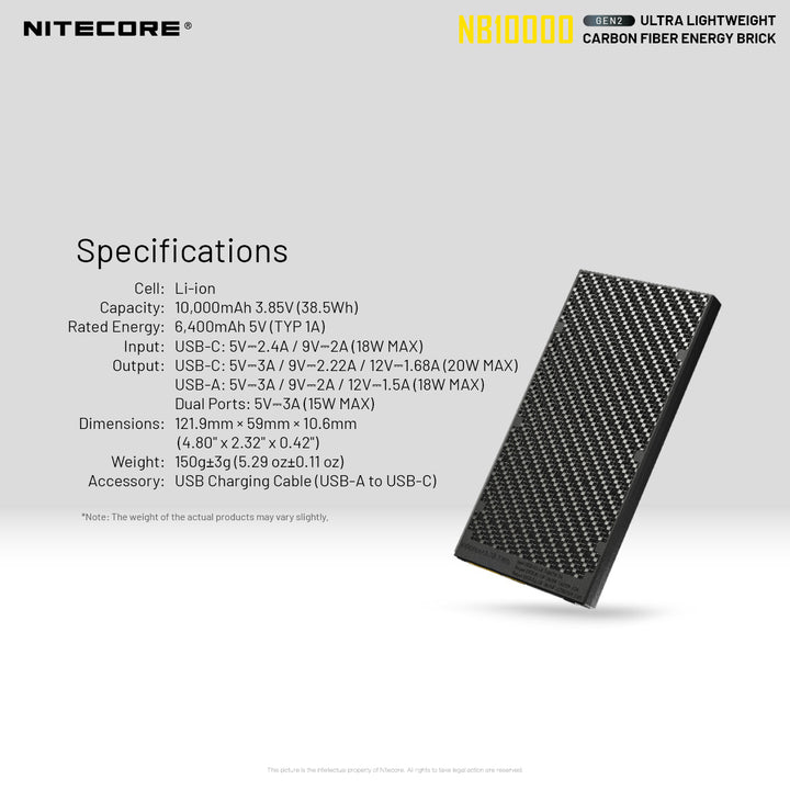 Nitecore NB10000 GEN2 Ultralight Power Bank