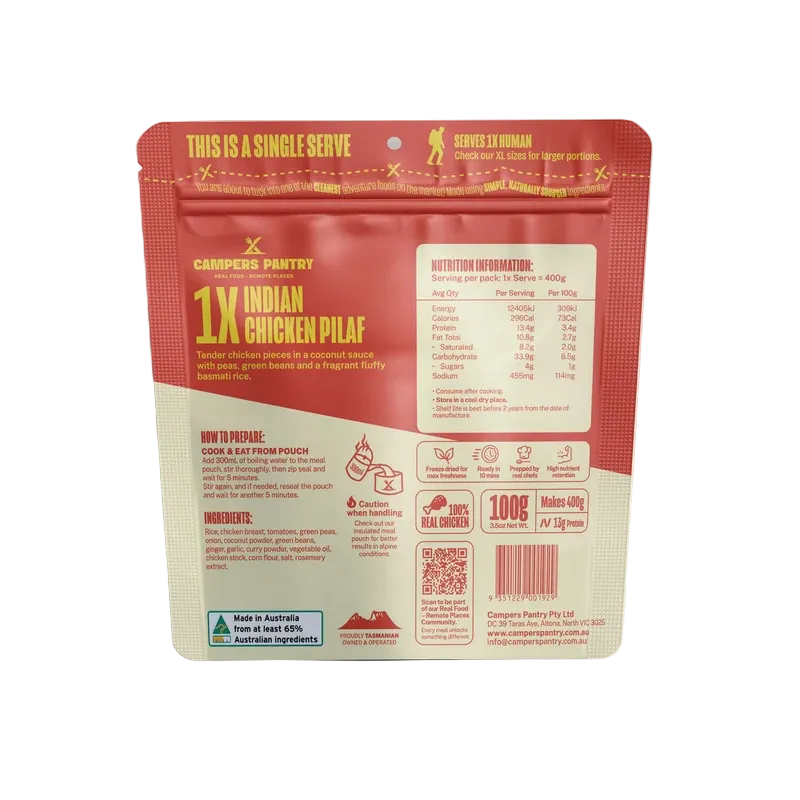 Campers Pantry Indian Chicken Pilaf Expedition