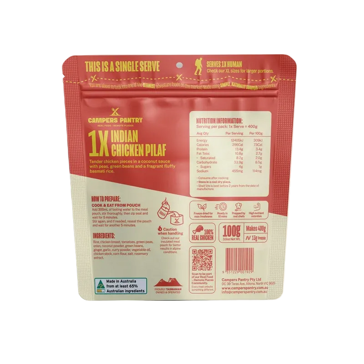Campers Pantry Indian Chicken Pilaf Expedition
