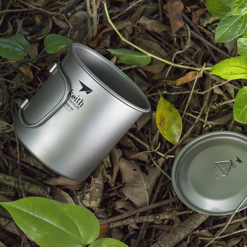 Keith Titanium Mug w/Folding Handle and Lid