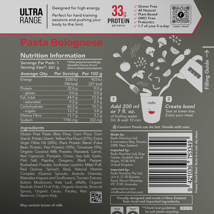 Radix Nutrition Pasta Bolognese