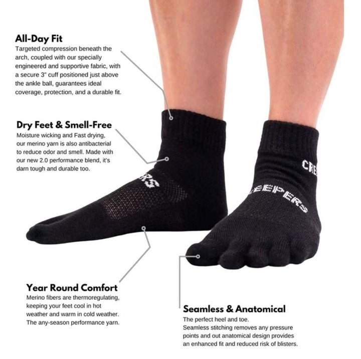 Creepers Merino Toe Socks 2.0 Quarter Crew