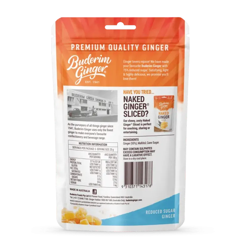 Buderim Ginger Reduced Sugar Ginger 125g