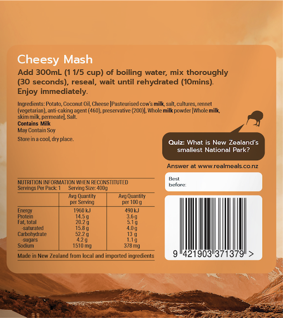 Real Meals Cheesy Mash