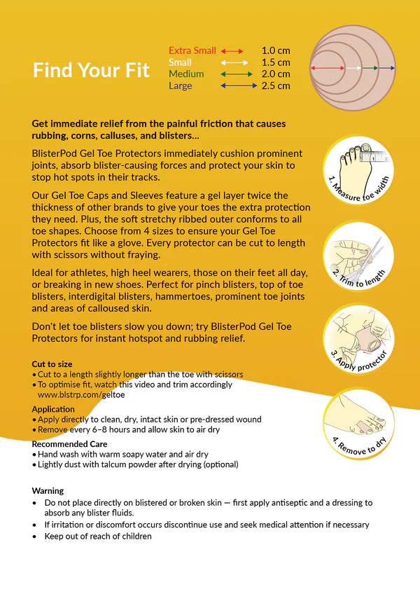 BlisterPod Gel Sleeve Toe Protectors