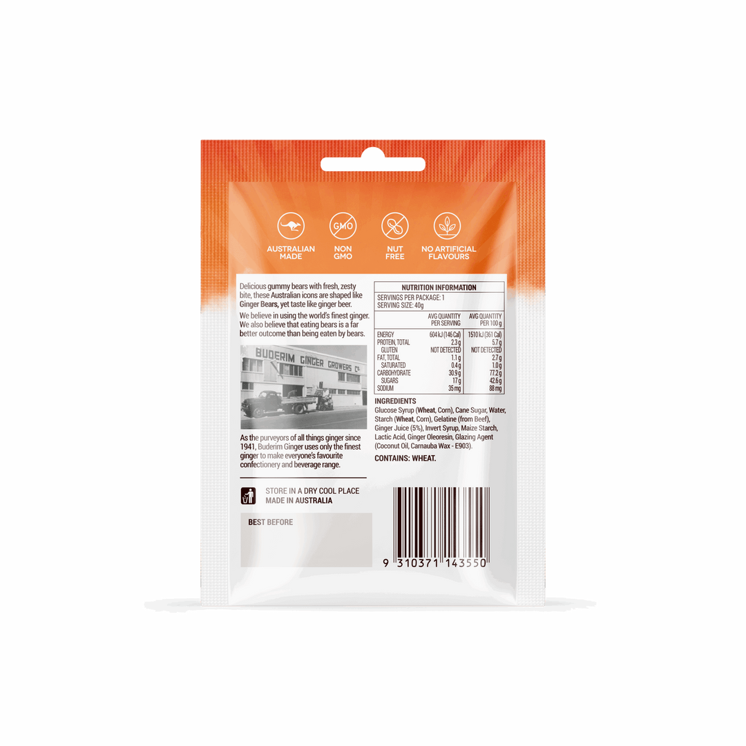 Buderim Ginger Travel Friendly Ginger Bears 40g