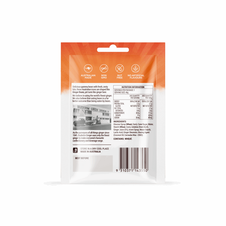 Buderim Ginger Travel Friendly Ginger Bears 40g