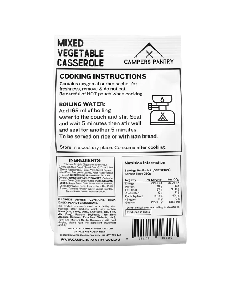 Campers Pantry Mixed Vegetable Casserole