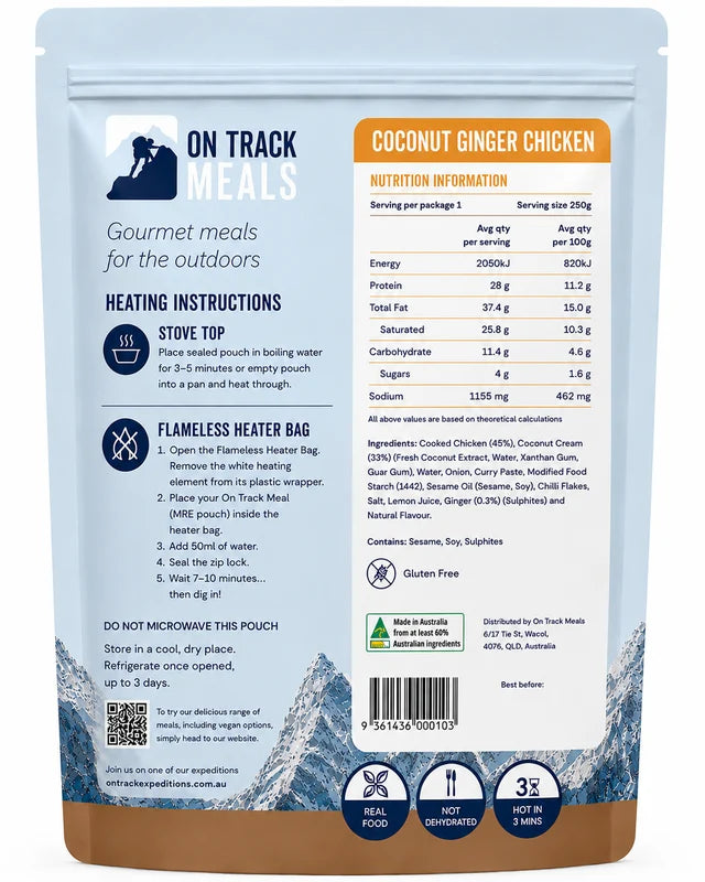 On Track Meals Coconut Ginger Chicken 250g