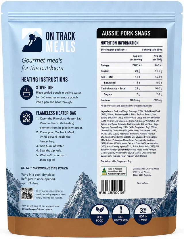 On Track Meals Aussie Pork Snags