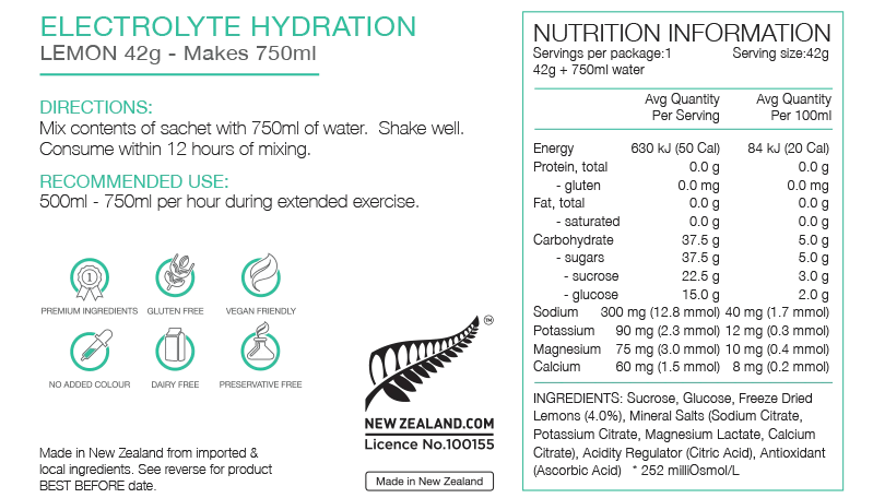 Pure Sports Nutrition Electrolyte Hydration 42g Sachet