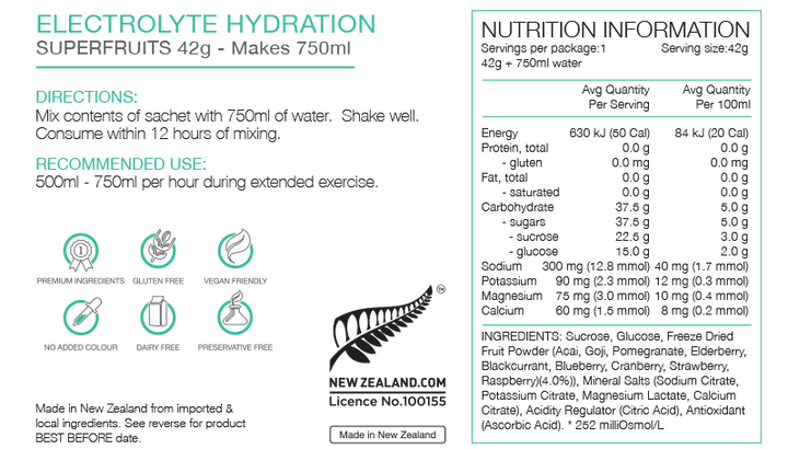 Pure Sports Nutrition Electrolyte Hydration 42g Sachet