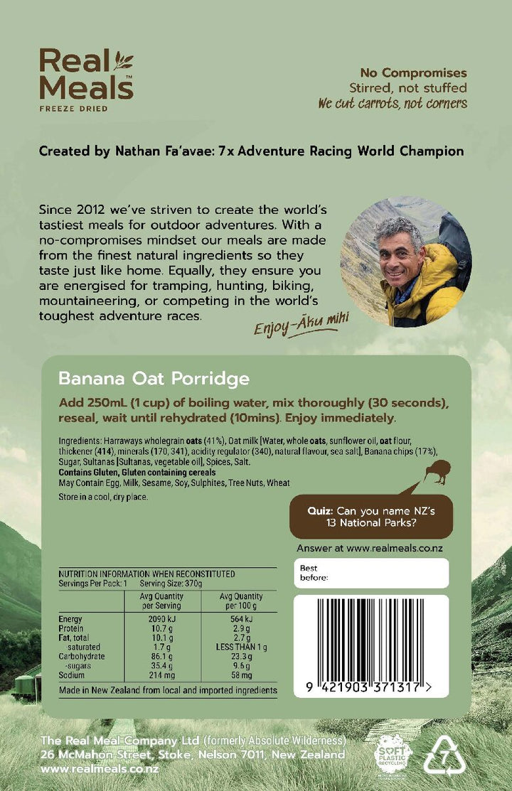 Real Meals Banana Oat Porridge