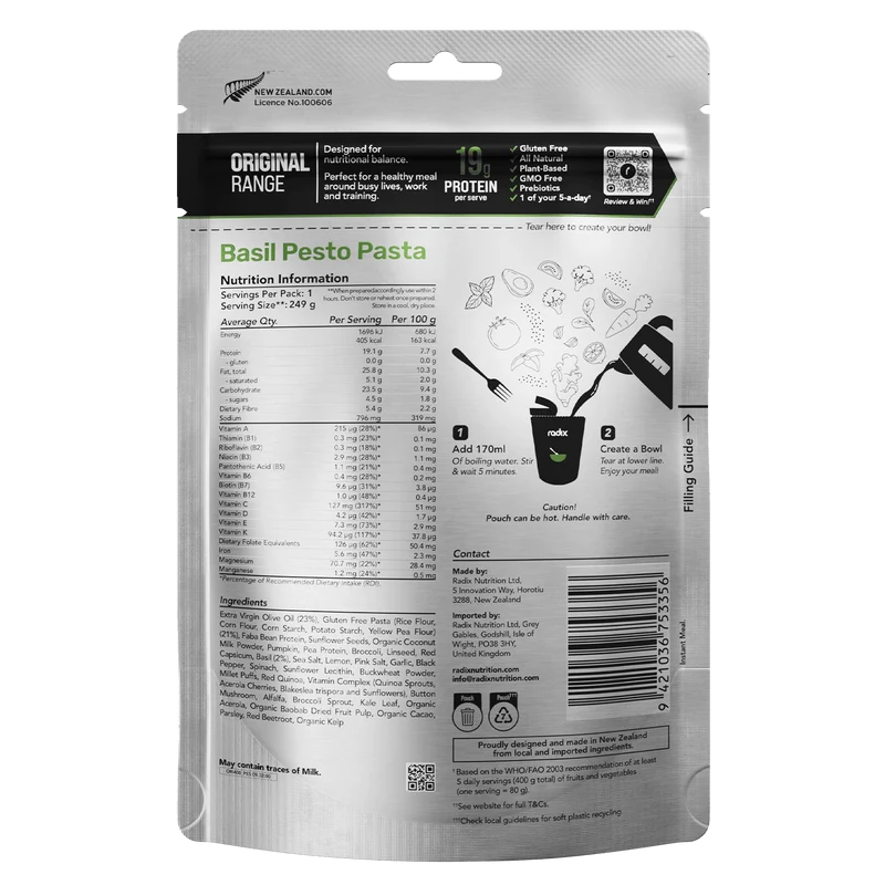 Radix Nutrition Basil Pesto Pasta