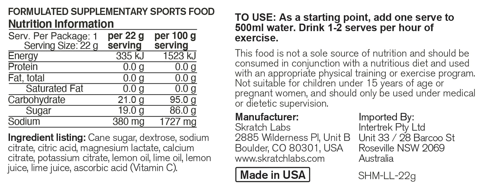Skratch Sport Hydration Drink Mix 440g (20 Serving Bag)