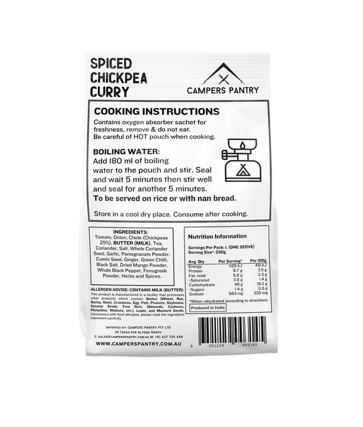 Campers Pantry Spiced Chickpea Curry