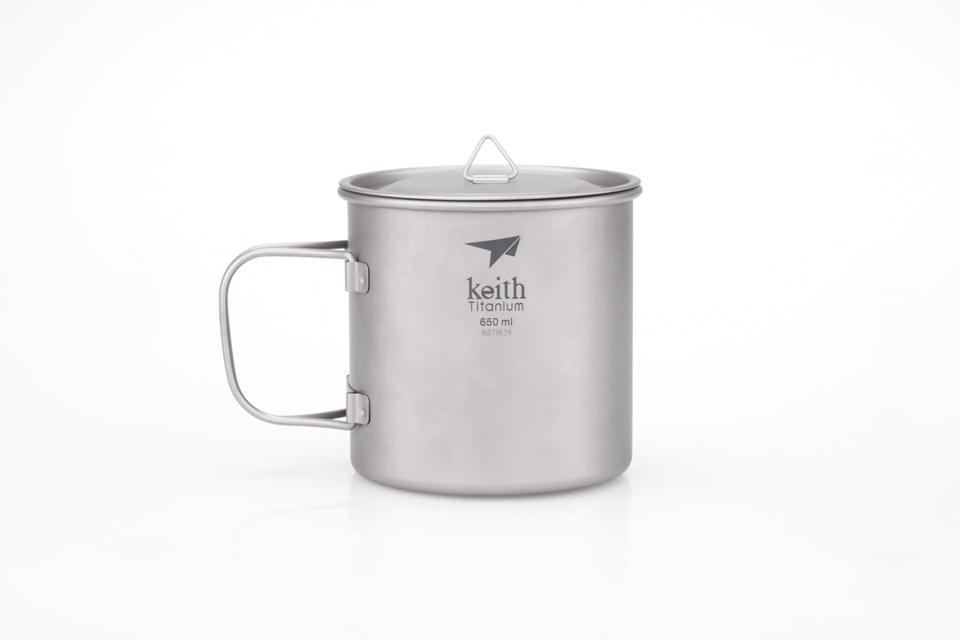 Keith Titanium Mug w/Folding Handle and Lid