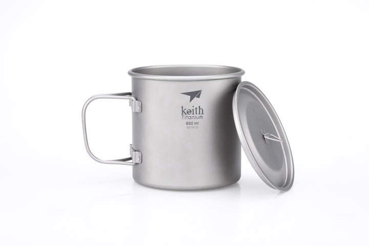 Keith Titanium Mug w/Folding Handle and Lid