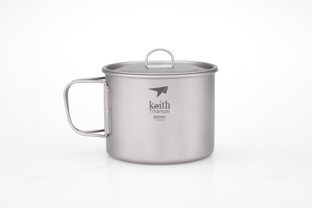 Keith Titanium Mug w/Folding Handle and Lid