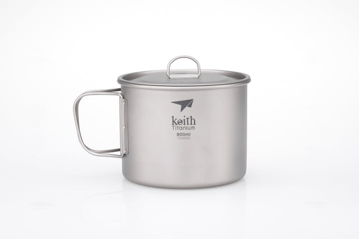 Keith Titanium Mug w/Folding Handle and Lid