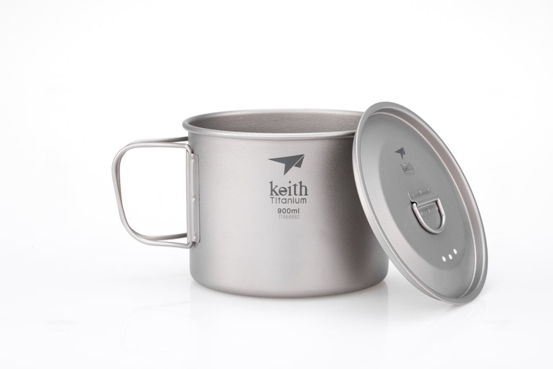 Keith Titanium Mug w/Folding Handle and Lid