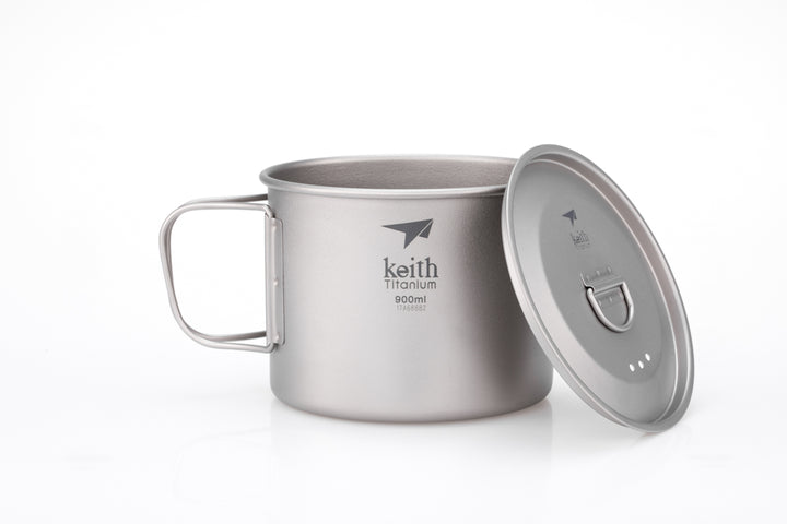Keith Titanium Mug w/Folding Handle and Lid