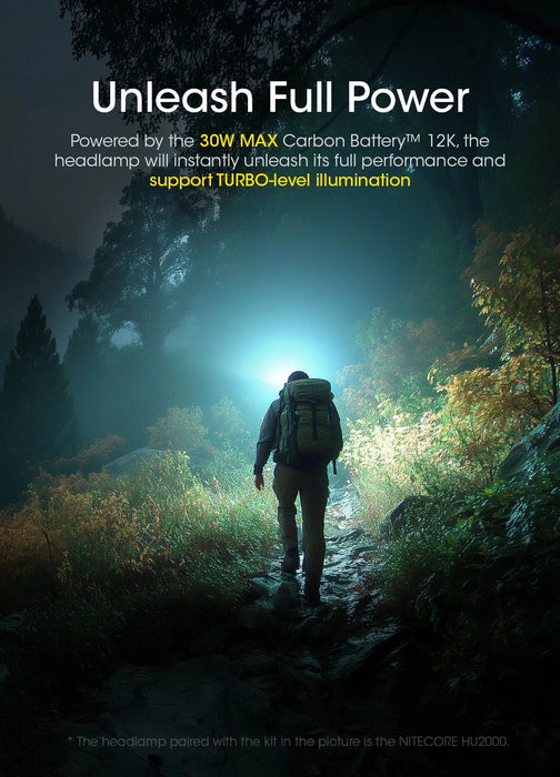 Nitecore Carbon Battery 12K Headband Kit Headlamp Runtime Extension