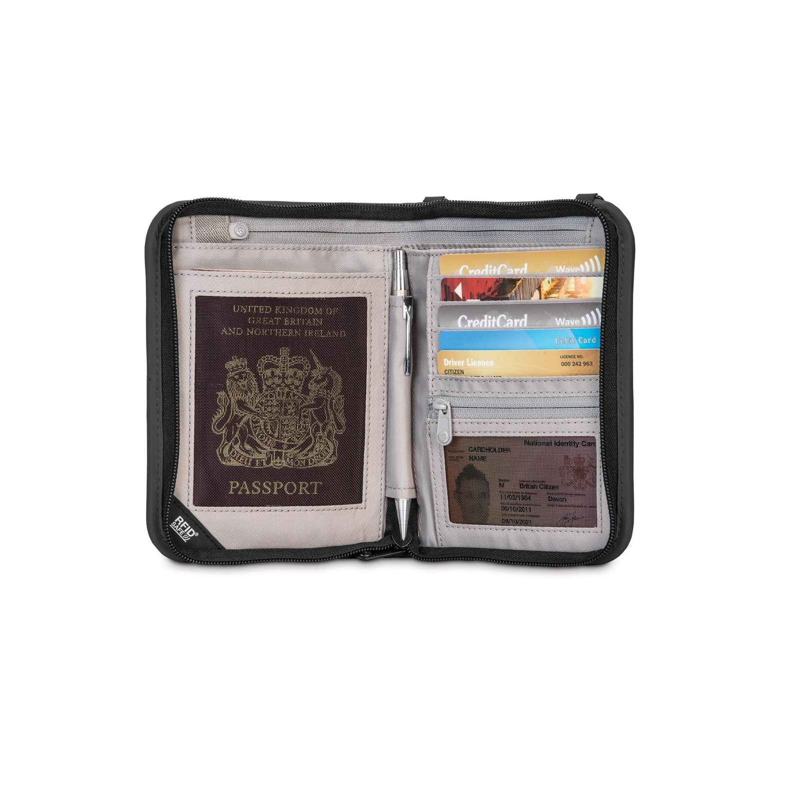 RFIDsafe V150 RFID Blocking Compact Organizer Black