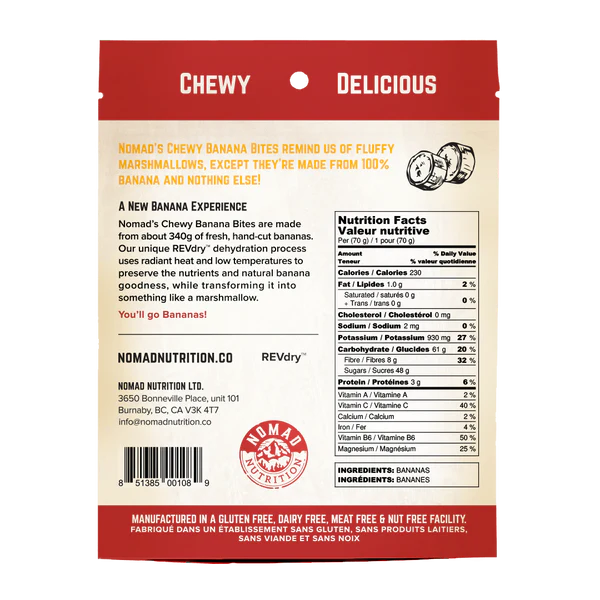 Nomad Nutrition Chewy Banana Bites
