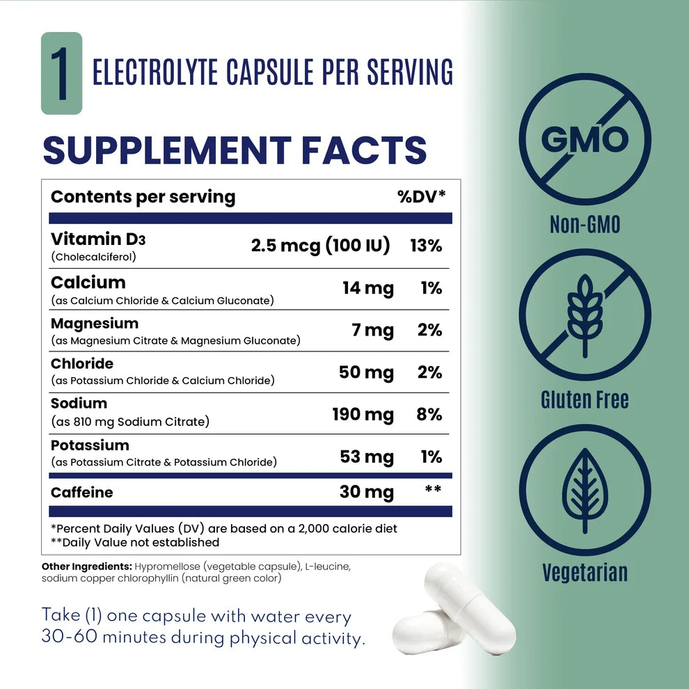 SaltStick RaceReady Electrolyte Capsules Plus Caffeine (100pk)