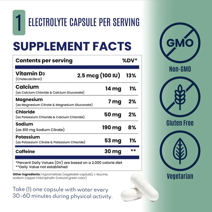 SaltStick RaceReady Electrolyte Capsules Plus Caffeine (100pk)