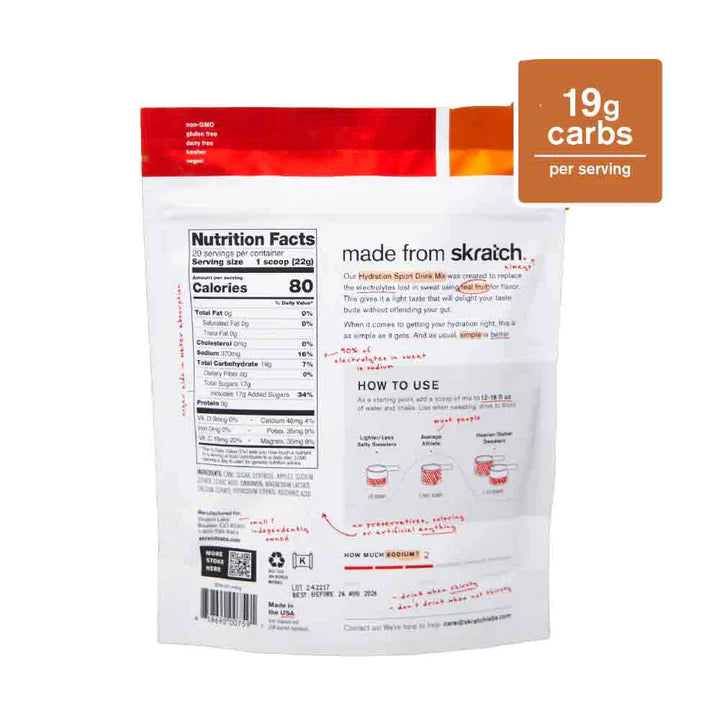 Skratch Sport Hydration Drink Mix 440g (20 Serving Bag)
