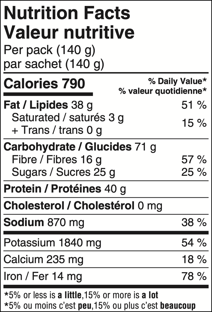 Sly Foods Chili 140g - Nutritional Value