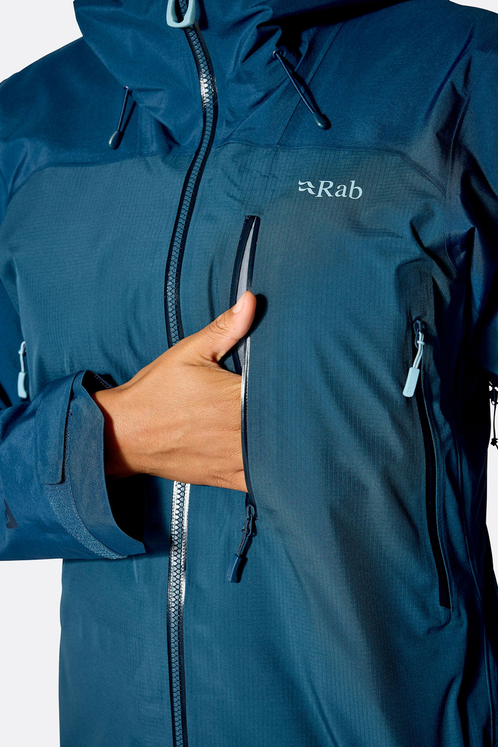 Rab womens latok mountain gtx jacket tempestblue qwi 43 tmb model detail 2650