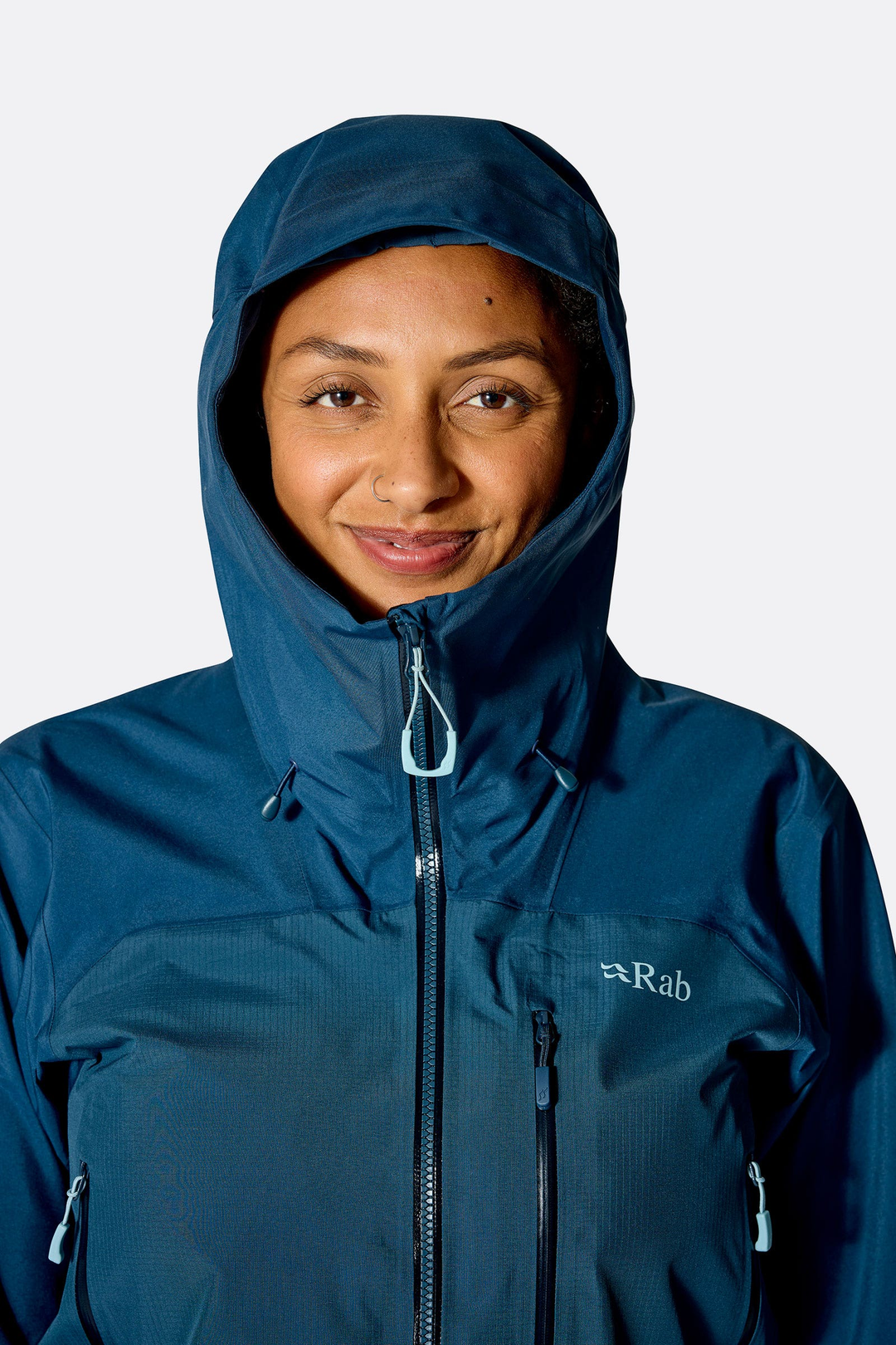 Rab womens latok mountain gtx jacket tempestblue qwi 43 tmb model detail 2812