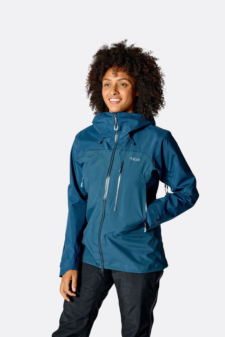 Rab womens latok mountain gtx jacket tempestblue qwi 43 tmb model front2
